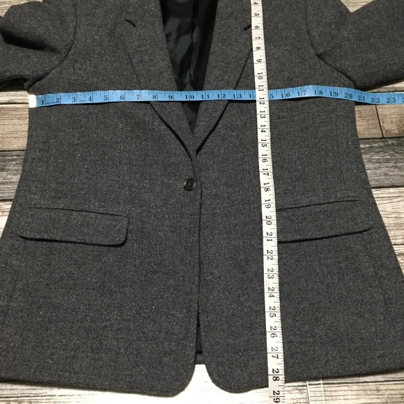 Vtg Lands End Wool Blazer Women’s 12P Gray Single Button - Picture 2 of 9